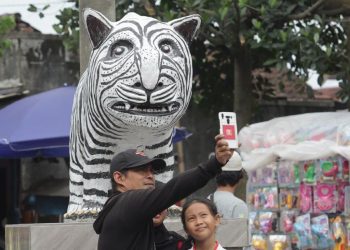 Patung Macan Berpenampilan Zebra di Kediri, Dihujat Tapi Membawa Rezeki bagi Warga